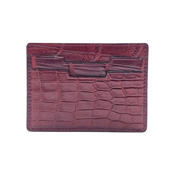 Genuine Alligator Skin Card Case Cardholder Wallet Burgundy – Preowned